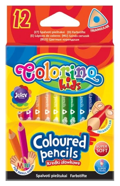 Trojhranné pastelky Colorino - krátké - 12 barev